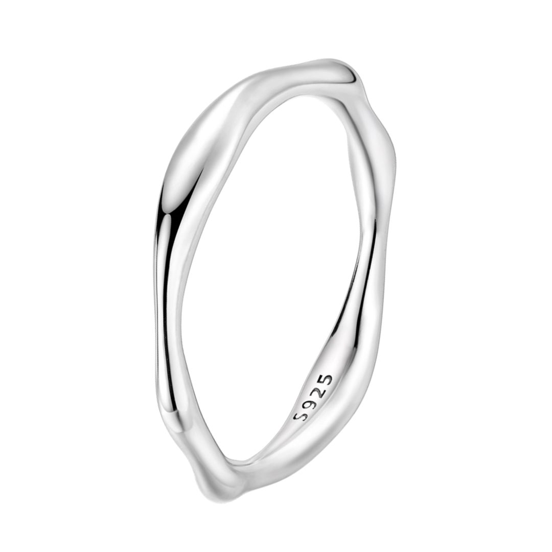 Organic Wave Ring ( Discontinued) elegant silver ring with a fluid, modern design, perfect for everyday wear.