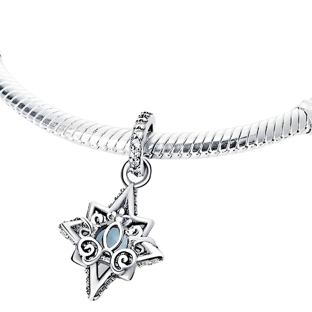 Disney Cinderella Blue Star Pendant on a silver bracelet, featuring a sparkling star charm with blue accents.