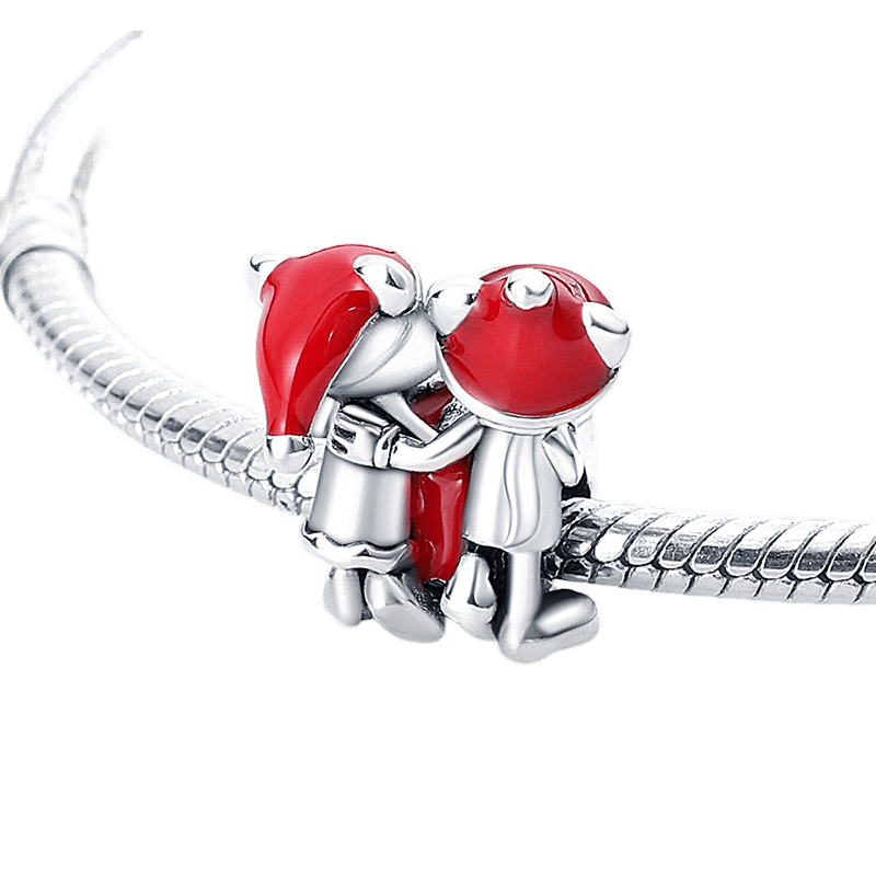 Disney Mickey and Minnie Mouse Christmas Present Charm featuring the iconic couple in festive attire.