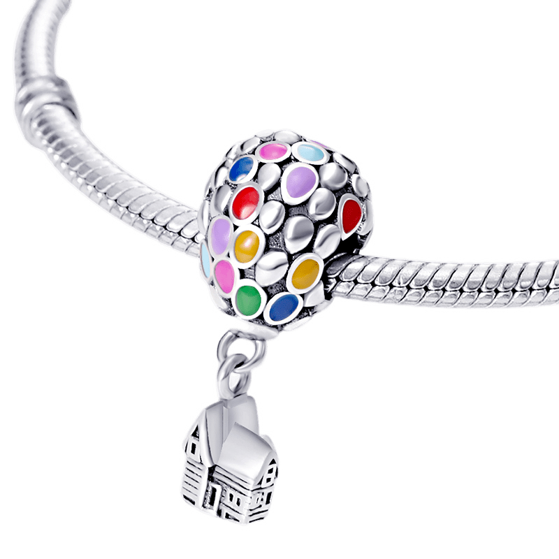 Disney UP Balloon House Dangle Charm featuring colorful balloon charm and house pendant on bracelet