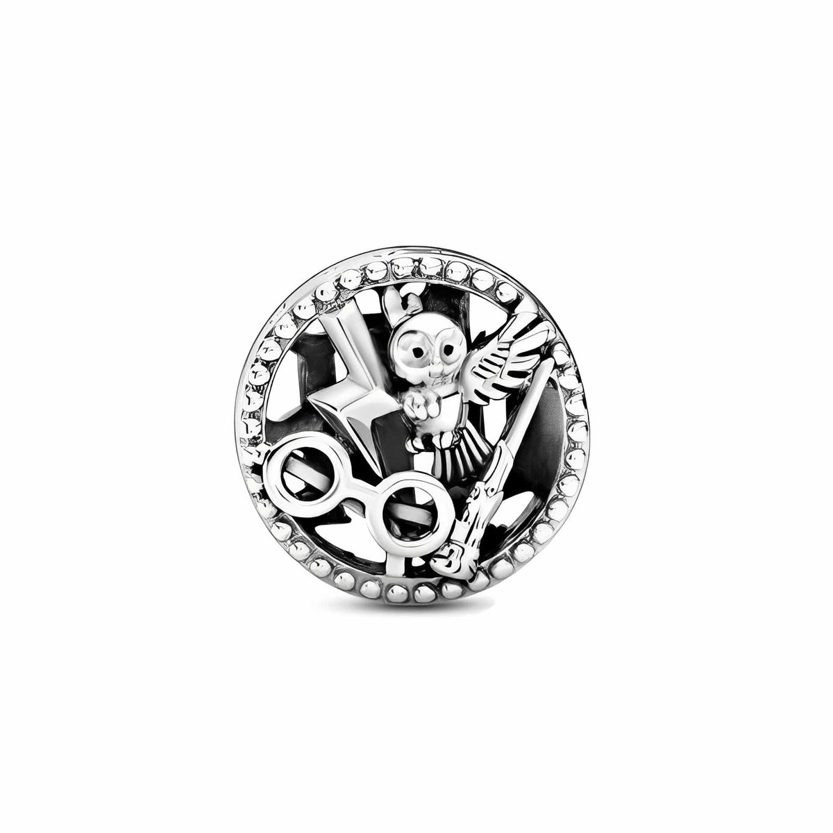 Harry Potter Openwork Icons Charm featuring intricate design with iconic symbols from the wizarding world.