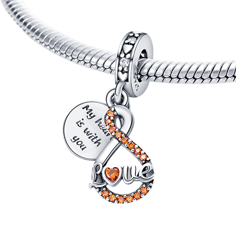 Love Infinity Dangle Charm (DISCONTINUED) featuring sparkling infinity symbol and heartfelt engraved disc.