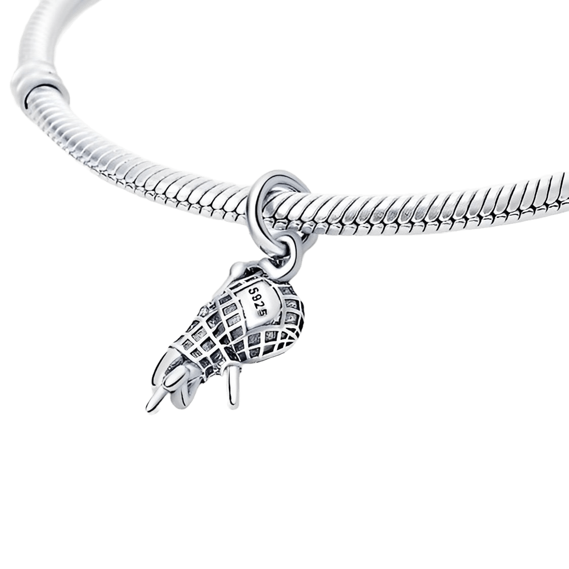 Marvel Spider-Man Sparkling Pendant on a silver bracelet, featuring detailed spider design and eye-catching charm.