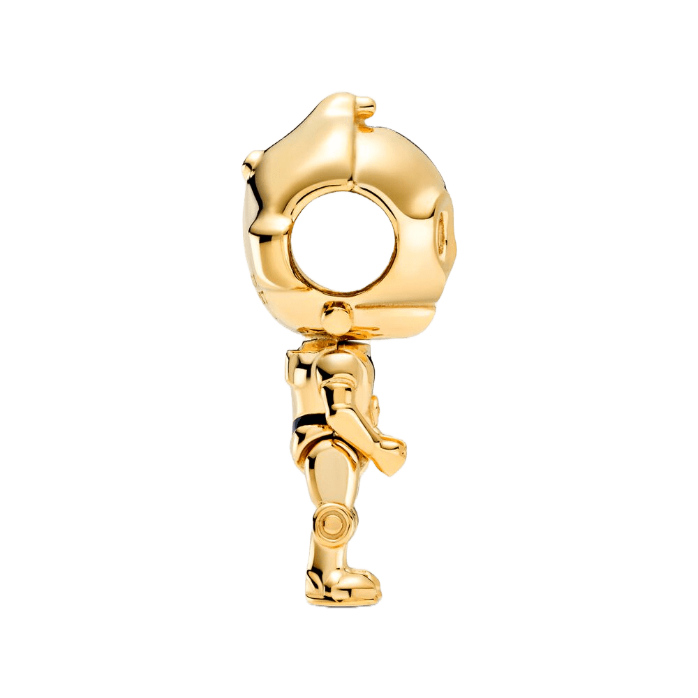 Star Wars Gold C-3PO Charm, detailed gold figure of C-3PO for bracelets, perfect for Star Wars fans.
