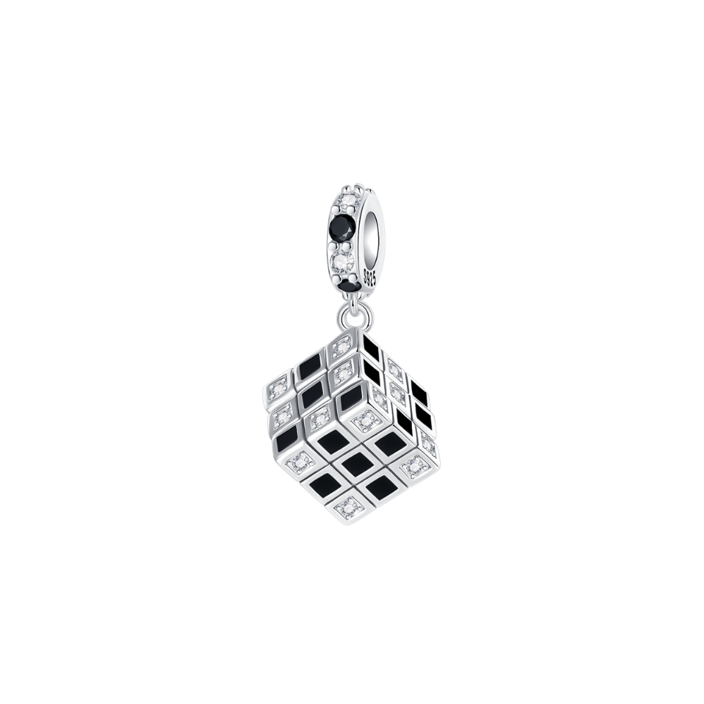 Rubik's Cube Puzzle Dangle Charm designed for puzzle lovers and charm bracelet enthusiasts.