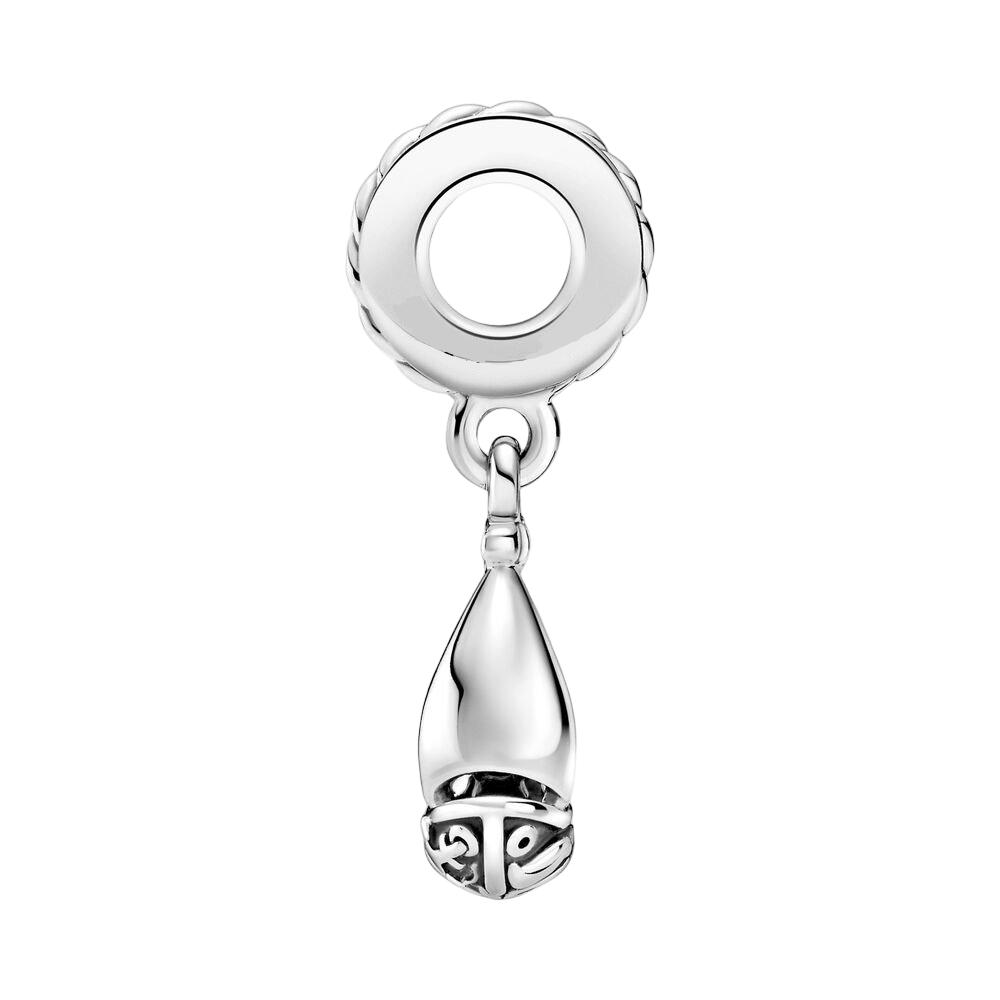 Sail Away With Me Sailboat Dangle Charm featuring a silver sailboat and rope-twist bead.