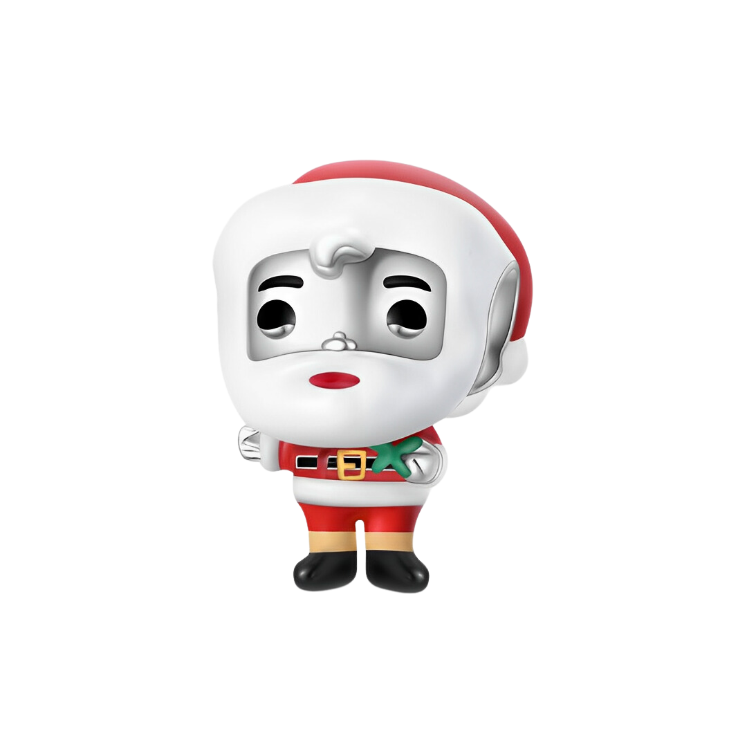 Cute Santa Claus Christmas Charm figure holding a green star, perfect for holiday décor and festive cheer.