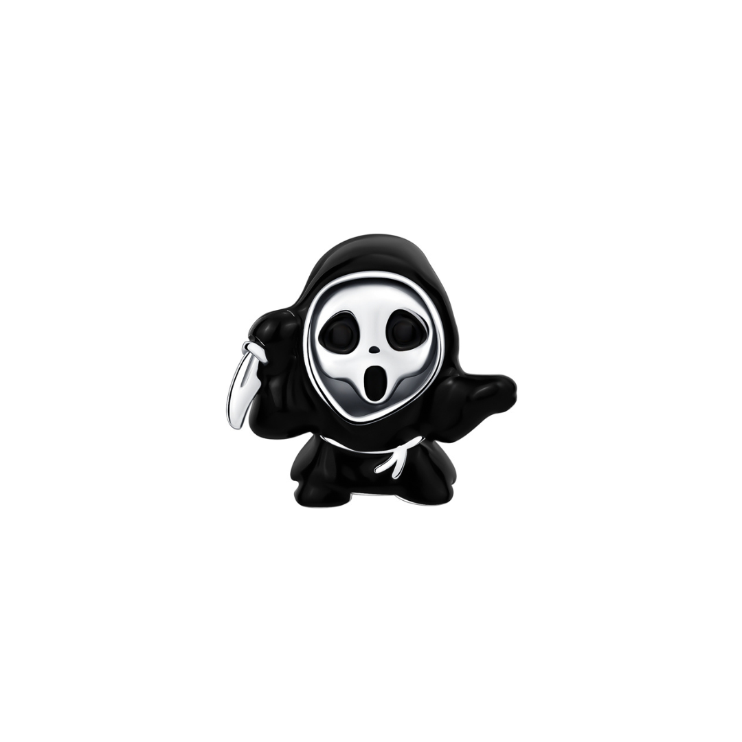 Scream Ghostface Horror Charm featuring a detailed figure in a black robe with an iconic Ghostface mask and knife.