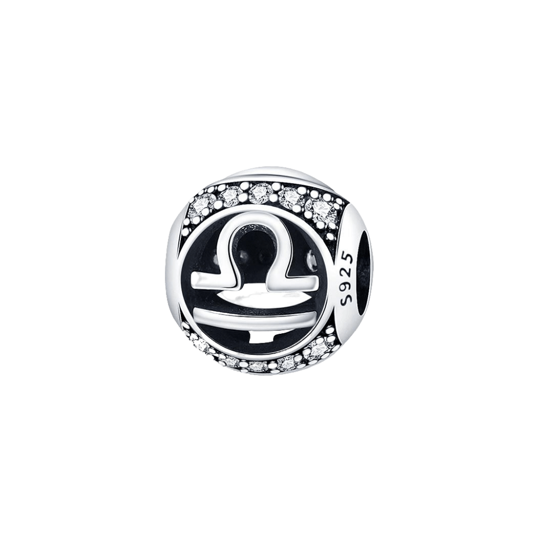 Sparkling Libra Star Sign Charm with silver Libra scales and pavé crystals