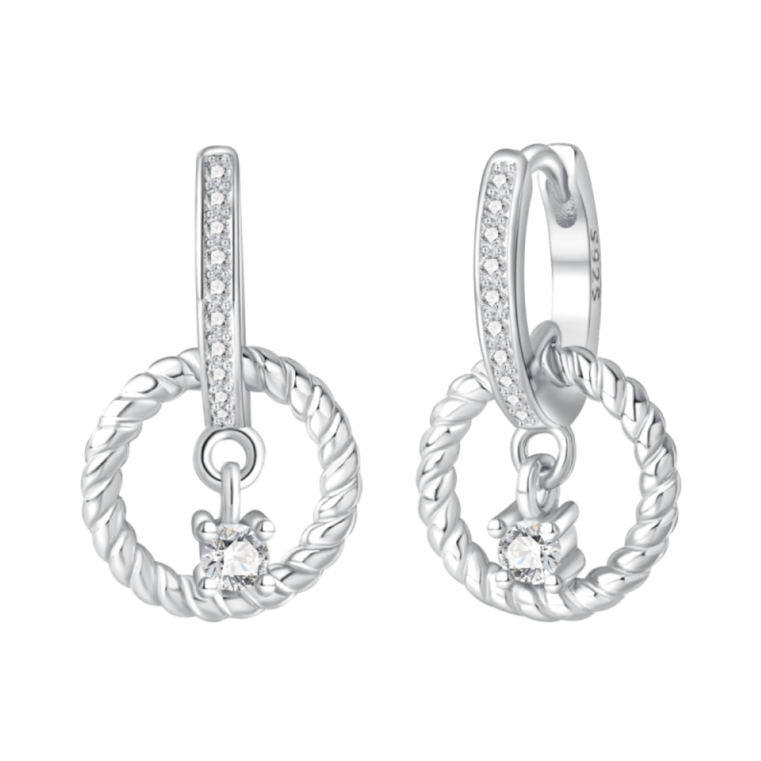 Sparkling Rope Circle Drop Hoop Earrings featuring sparkling detail and elegant design for everyday glamour.