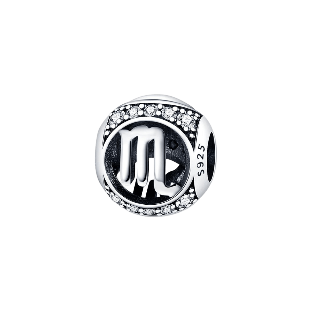 Sparkling Scorpio Star Sign Charm featuring a bold Scorpio symbol surrounded by pavé crystals.