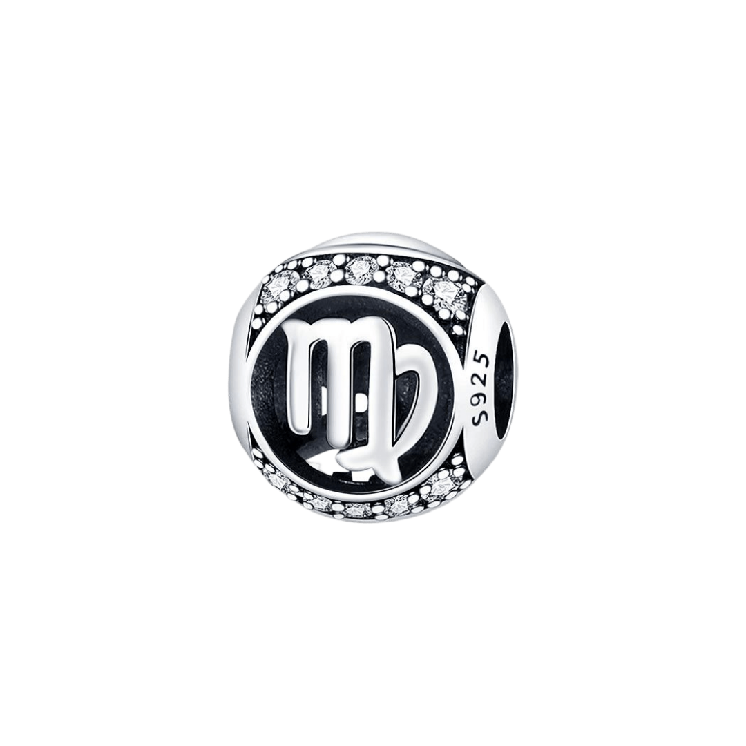 Sparkling Virgo Star Sign Charm with silver Virgo symbol and pavé crystals.