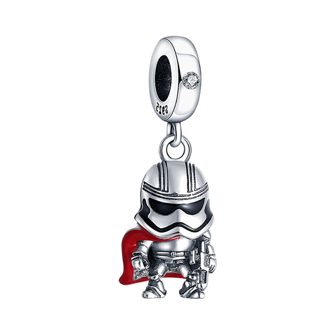 Star Wars Captain Phasma Dangle Charm featuring a detailed design of Captain Phasma with a striking red cape.