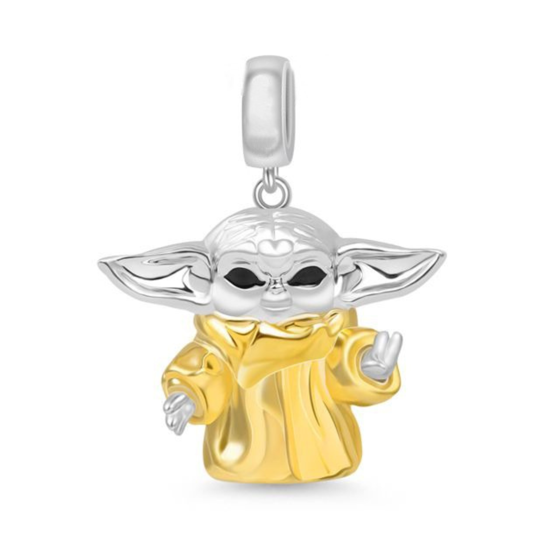 Star Wars Grogu Dangle Charm featuring a cute Grogu figure in a yellow robe.