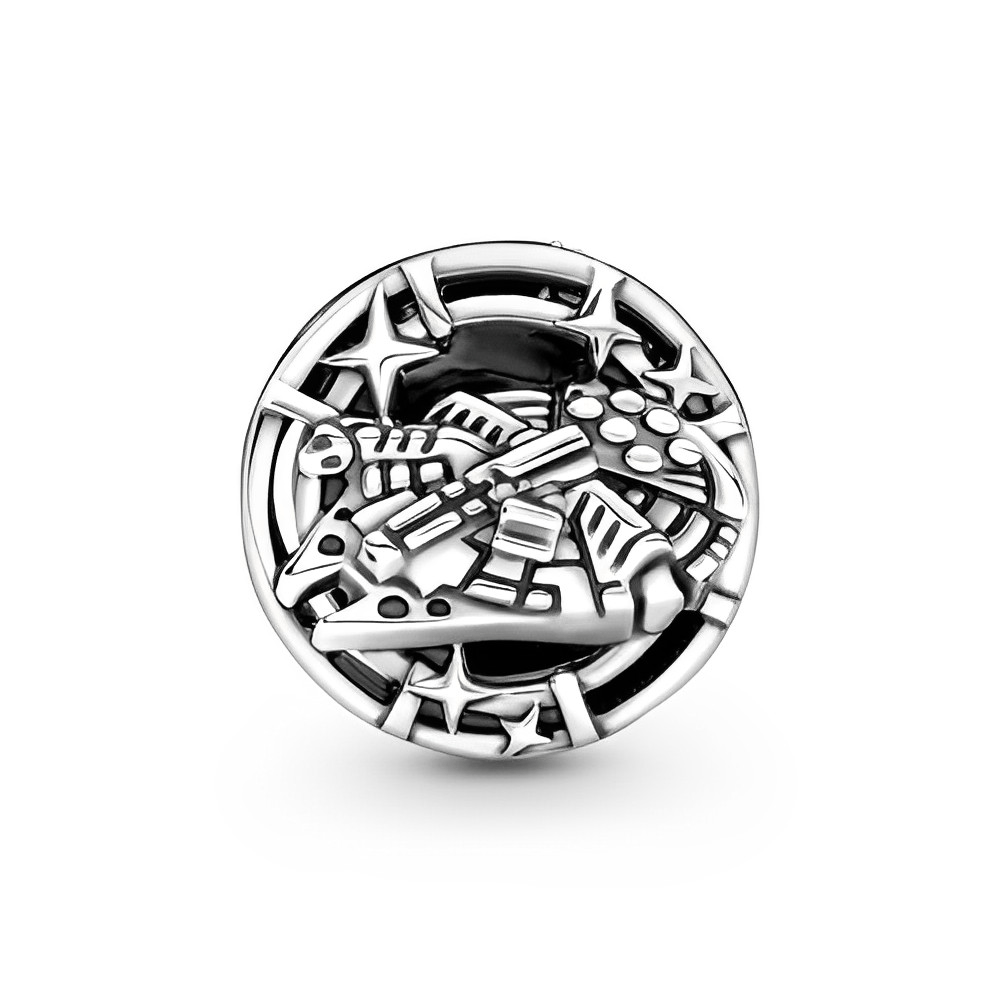 Star Wars Han Solo and Princess Leia Charm featuring a detailed spaceship design.