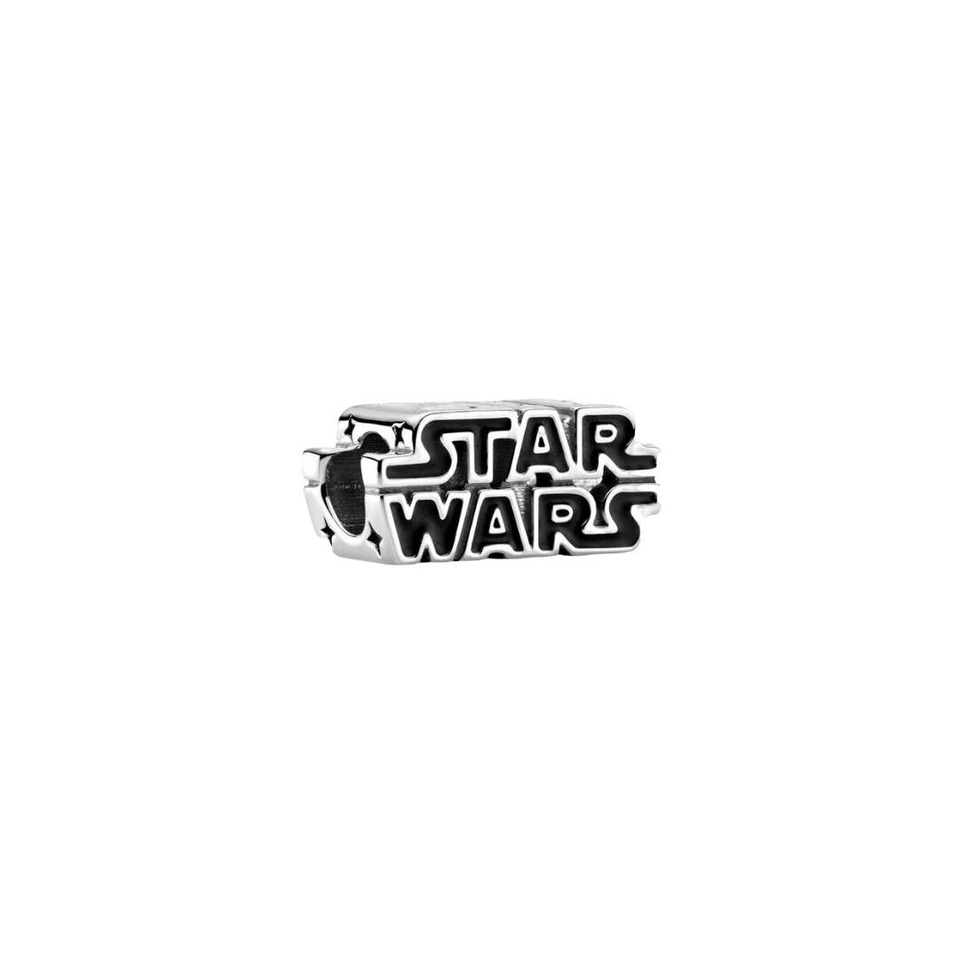 Star Wars Logo Charm displayed in silver, ideal for fans of the iconic franchise and charm bracelets.