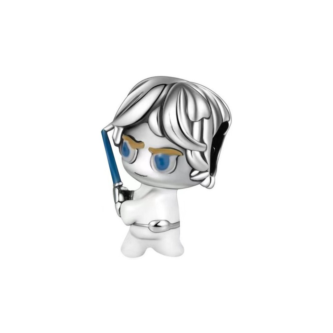Star Wars Luke Skywalker Charm featuring a miniature figure holding a blue lightsaber.