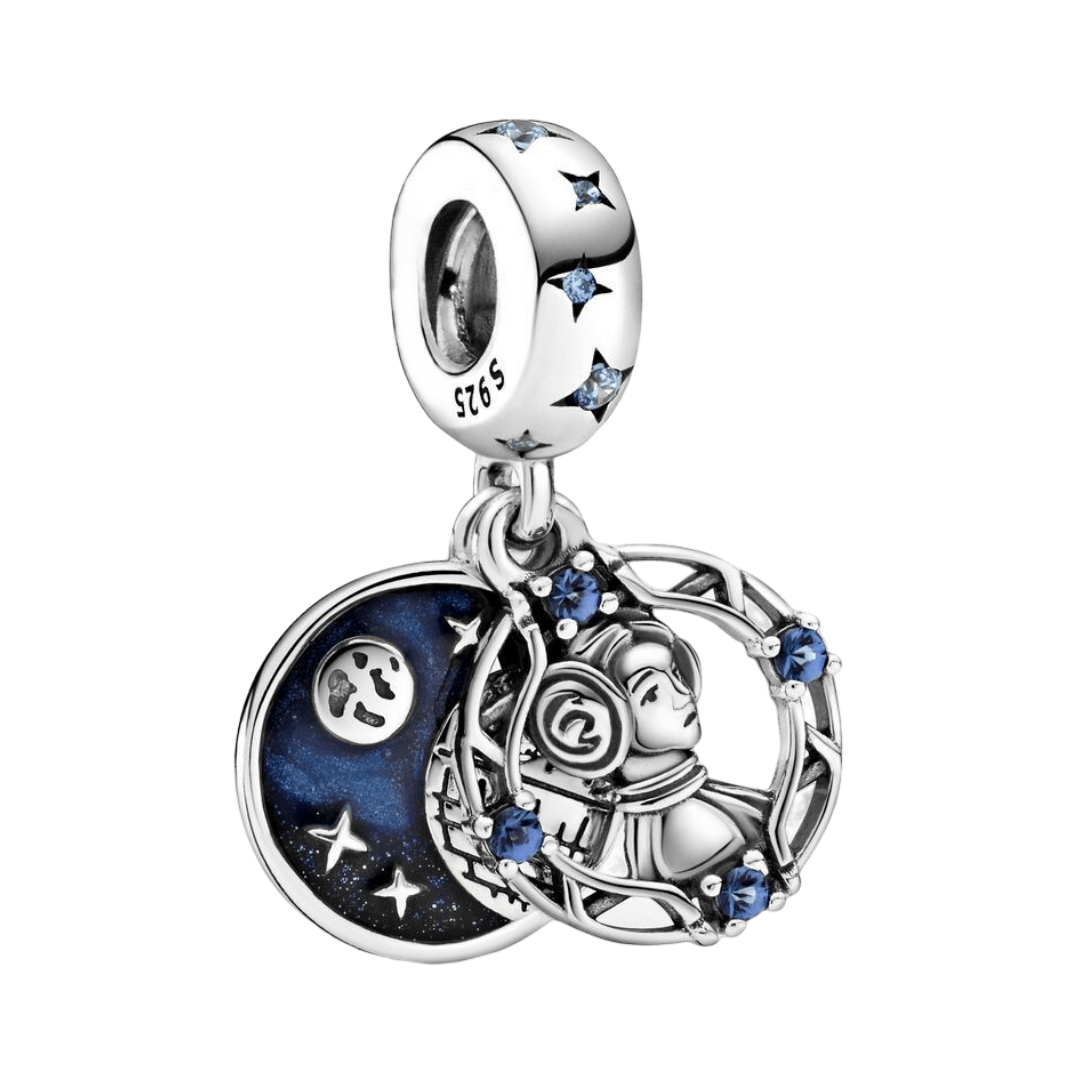 Star Wars Princess Leia Dangle Charm featuring stars, moon, and iconic Leia design.