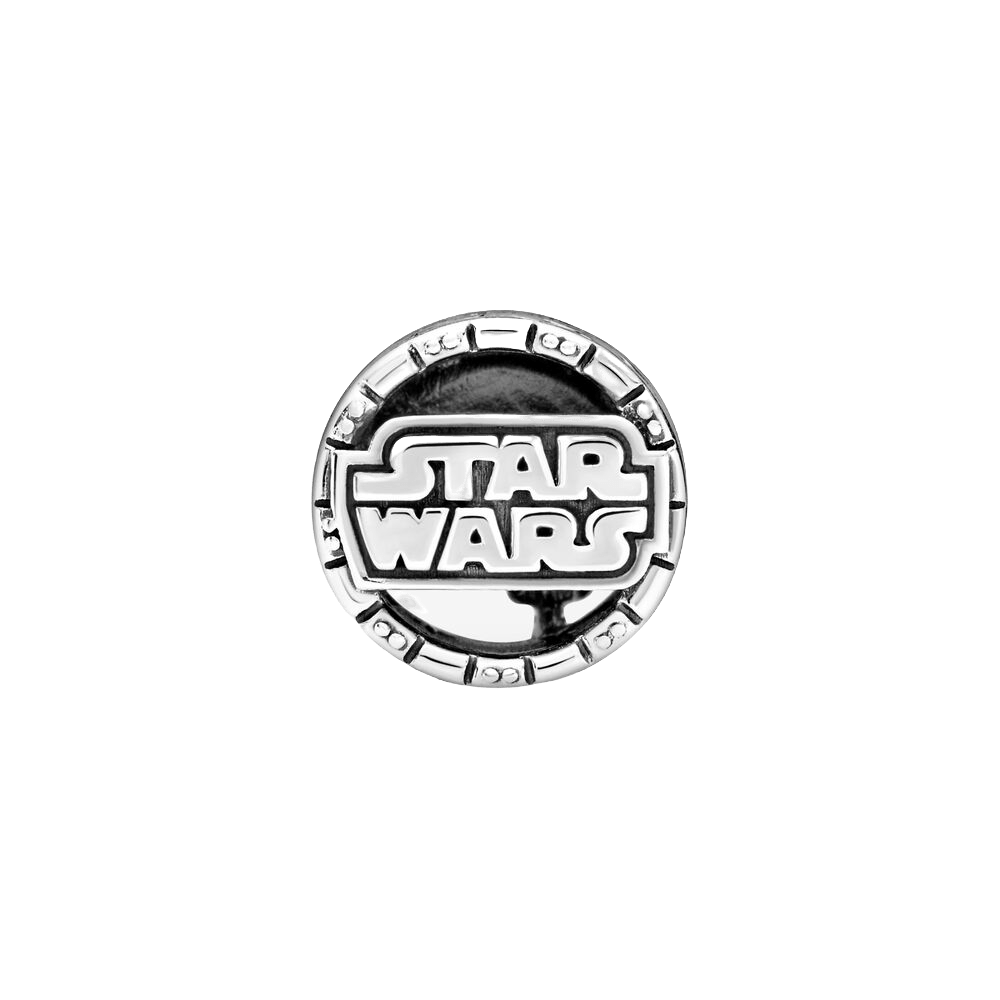 Star Wars R2-D2 and C-3PO Charm with a silver Star Wars logo design.