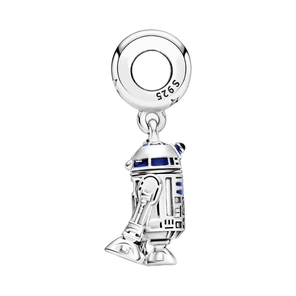 Star Wars R2-D2 Dangle Charm in silver with blue enamel detail, perfect for fans of the legendary droid.