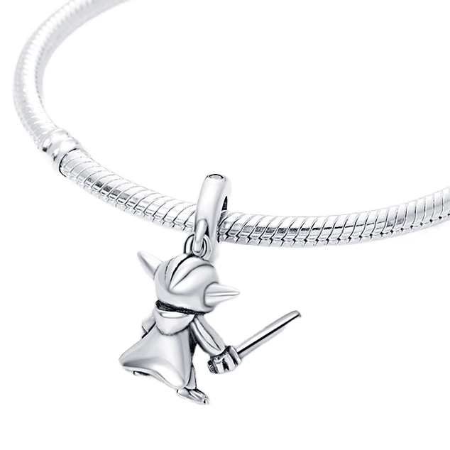 Star Wars Yoda Dangle Charm on a silver bracelet, showcasing Yoda's iconic wisdom and strength.