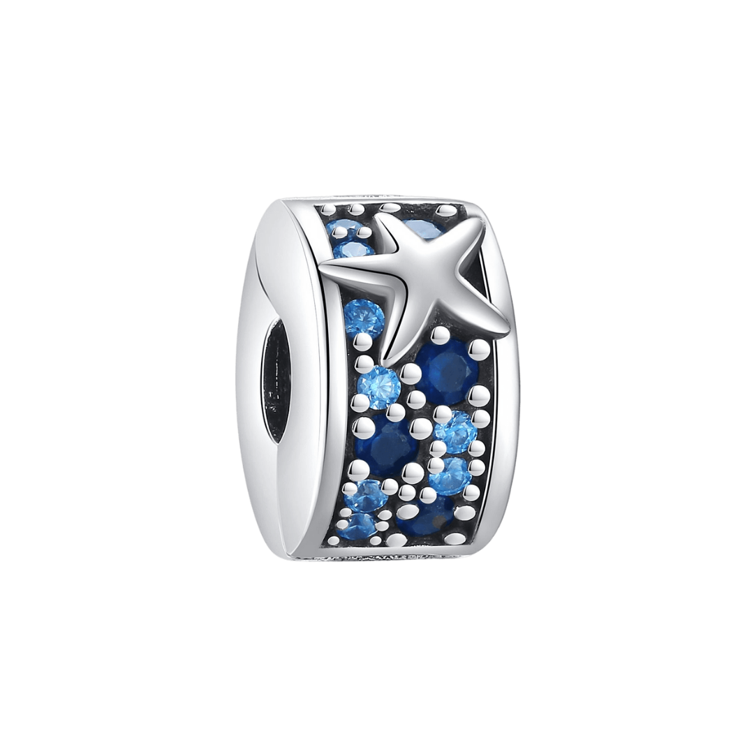Starfish Ocean Clip ( Discontinued) sterling silver charm with blue zircon stones and starfish design